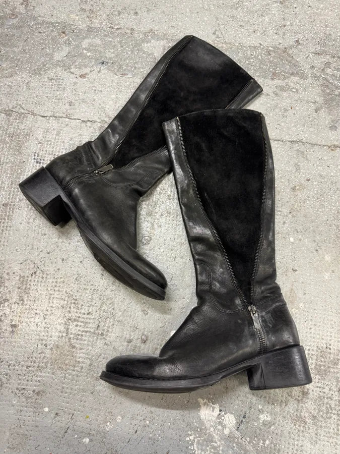 2000s Miu Miu Leather Obscure Ankle Minimalist Boots (40eu/us7) GPGAKvw 1