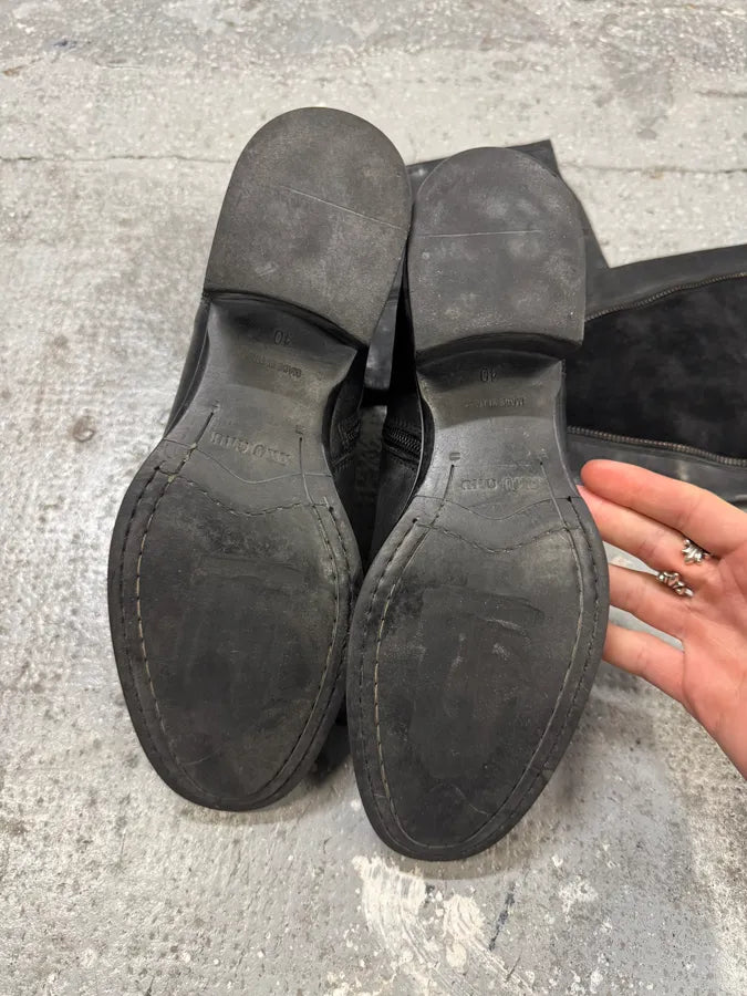 2000s Miu Miu Leather Obscure Ankle Minimalist Boots GPGAKvw 10