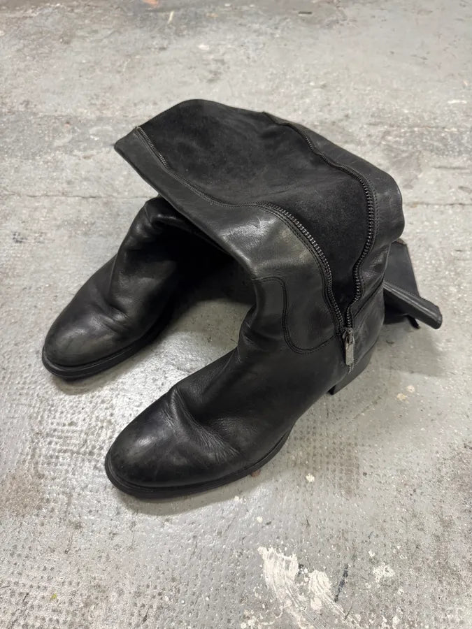 2000s Miu Miu Leather Obscure Ankle Minimalist Boots GPGAKvw 2