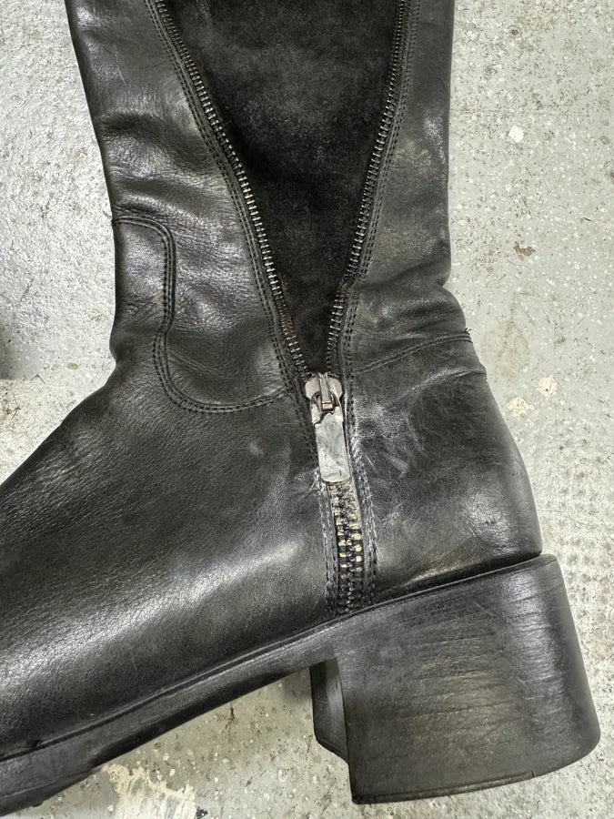 2000s Miu Miu Leather Obscure Ankle Minimalist Boots GPGAKvw 3
