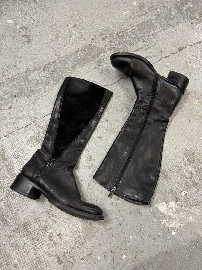 2000s Miu Miu Leather Obscure Ankle Minimalist Boots (40eu/us7) GPGAKvw 6