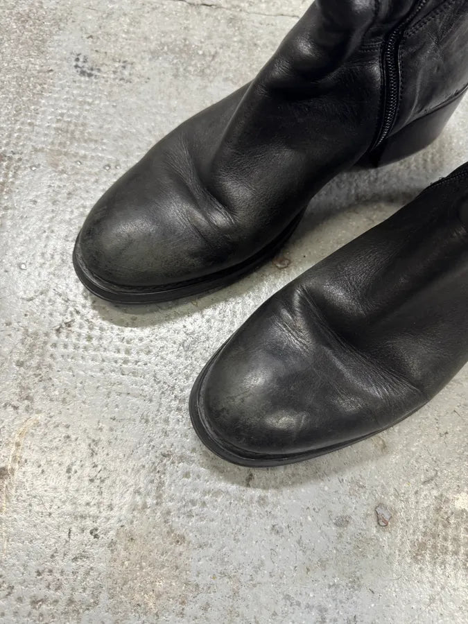 2000s Miu Miu Leather Obscure Ankle Minimalist Boots (40eu/us7) GPGAKvw 7