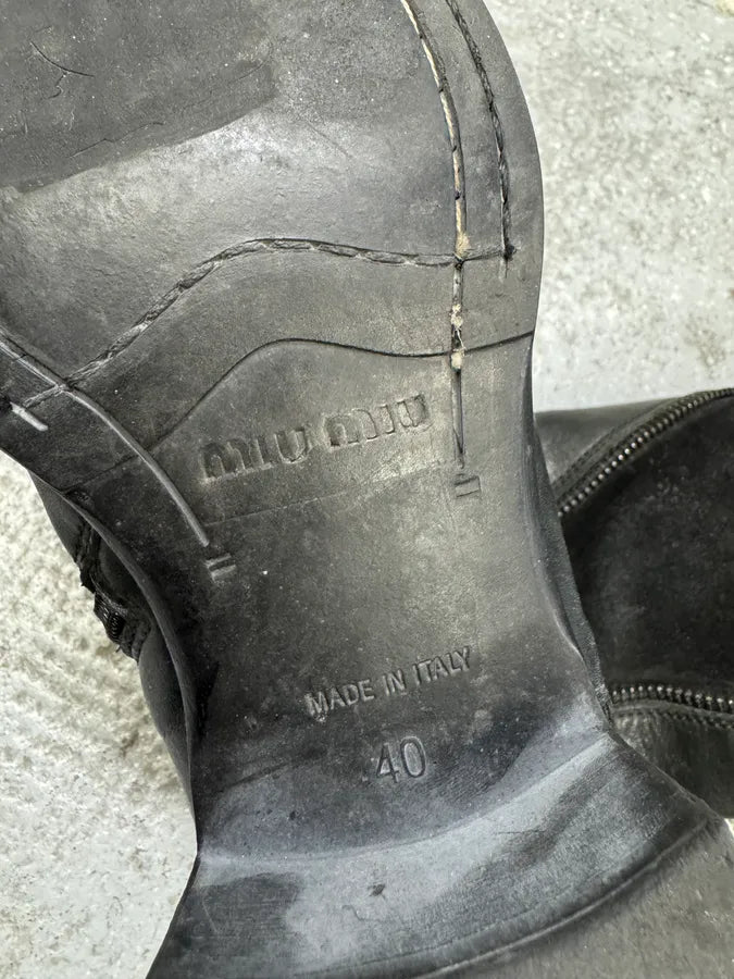 2000s Miu Miu Leather Obscure Ankle Minimalist Boots (40eu/us7) GPGAKvw 9