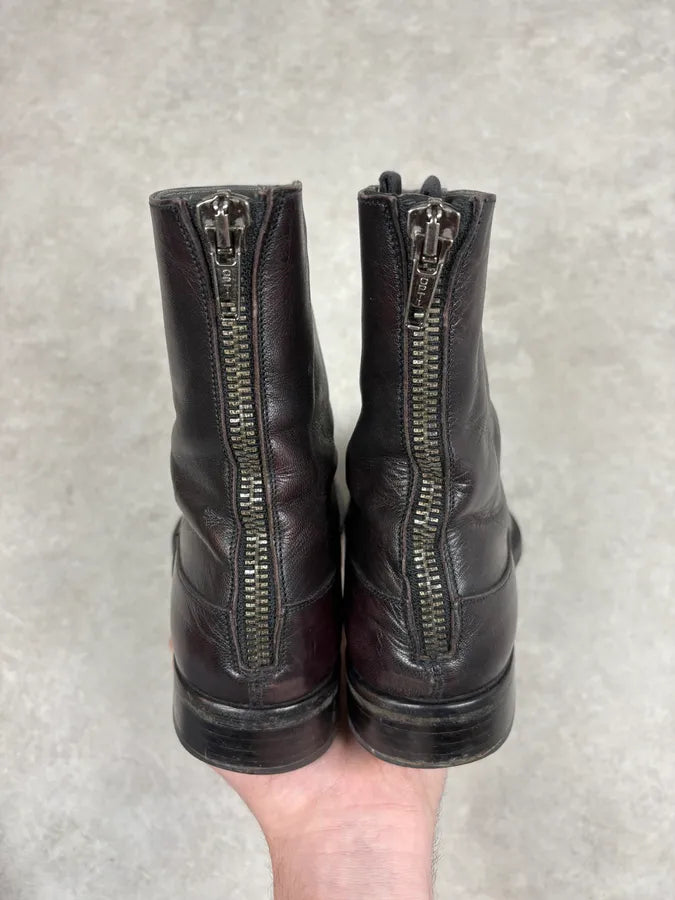 2000s Miu Miu Obscure Bordeaux Leather Boots TfcBQef 6