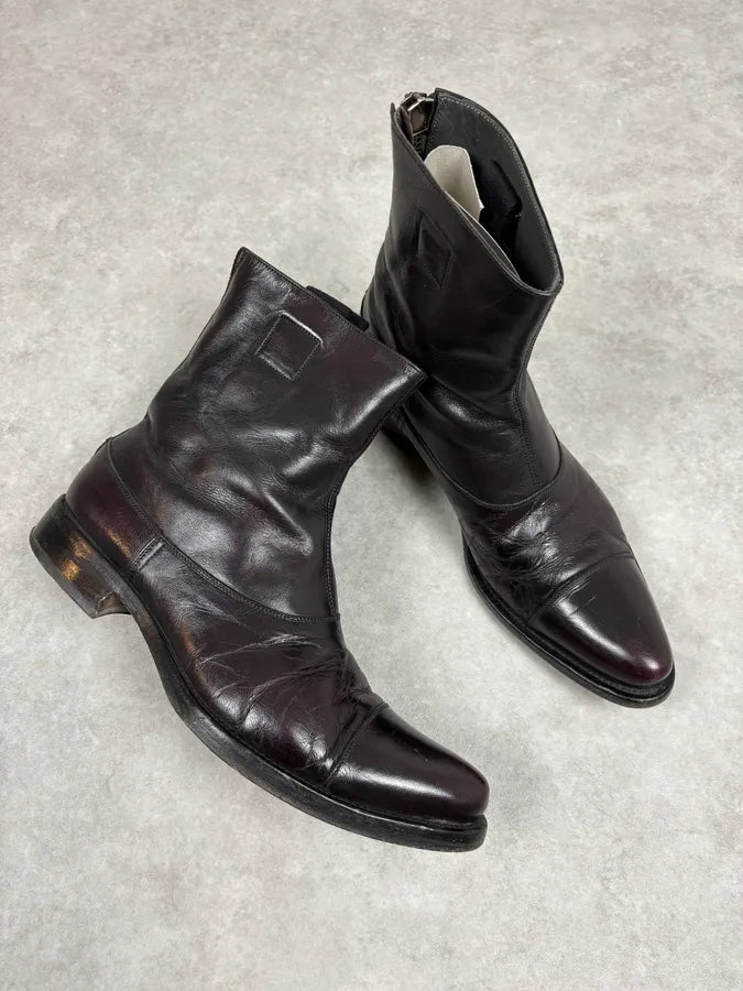 2000s Miu Miu Obscure Bordeaux Leather Boots TfcBQef 4