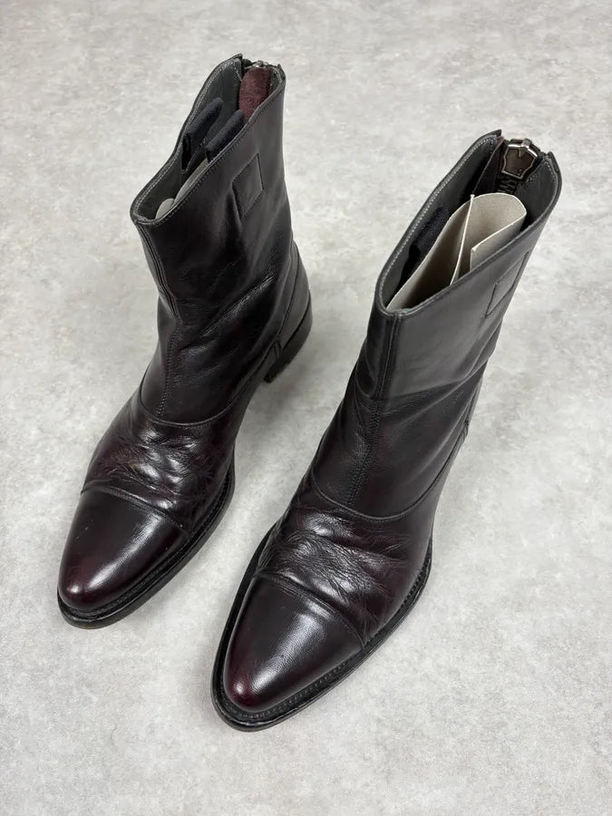 2000s Miu Miu Obscure Bordeaux Leather Boots TfcBQef 2