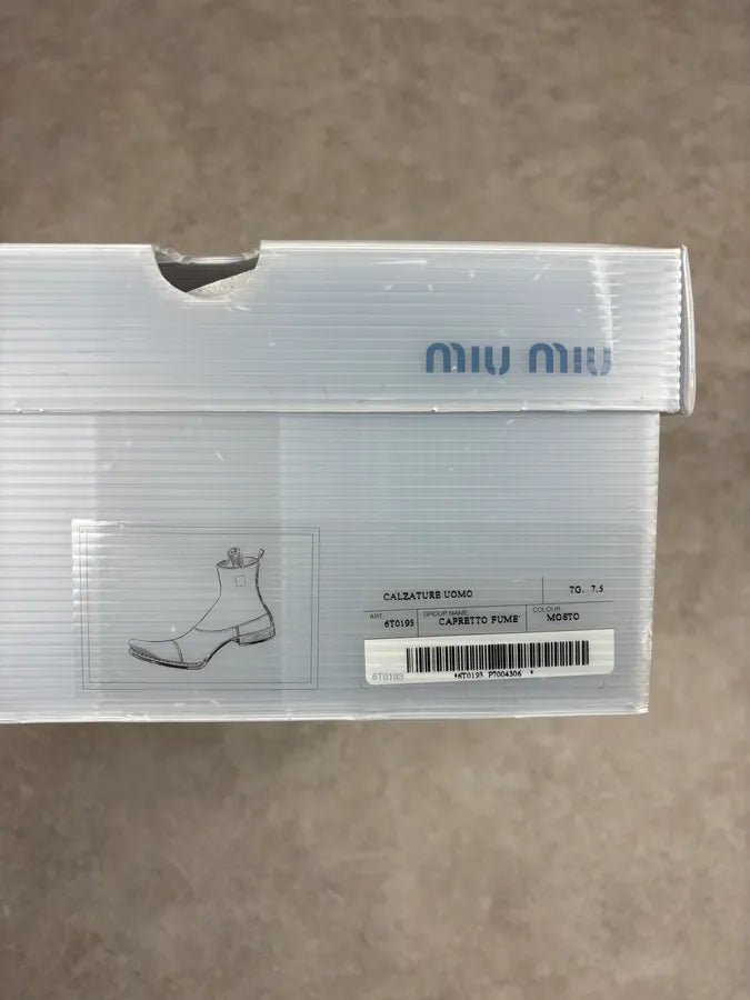 2000s Miu Miu Obscure Bordeaux Leather Boots TfcBQef 10