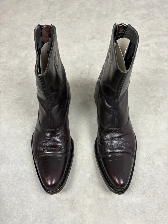 2000s Miu Miu Obscure Bordeaux Leather Boots TfcBQef 1