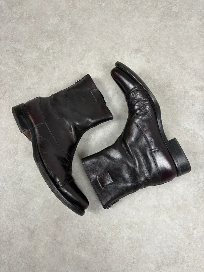 2000s Miu Miu Obscure Bordeaux Leather Boots TfcBQef 5