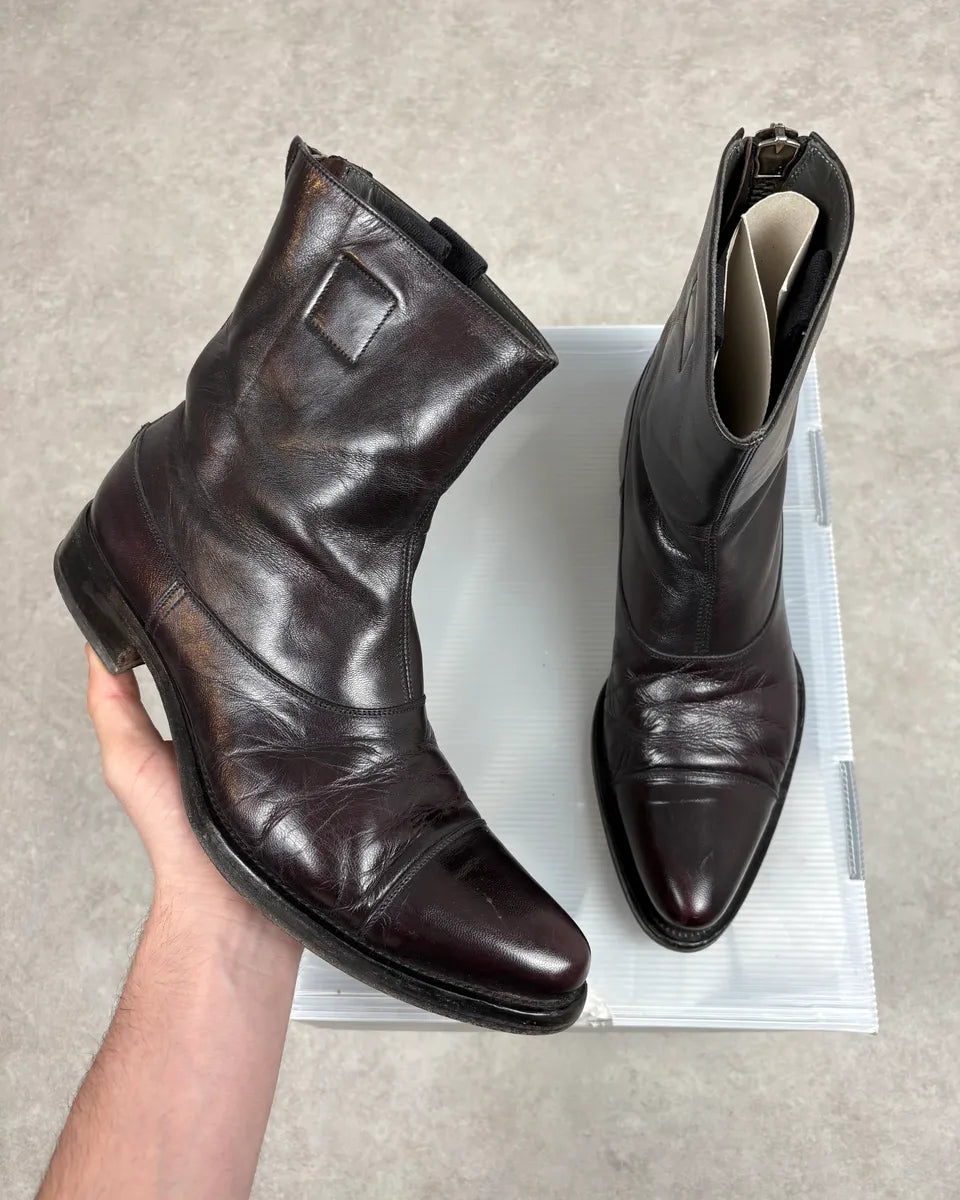 2000s Miu Miu Obscure Bordeaux Leather Boots TfcBQef 0