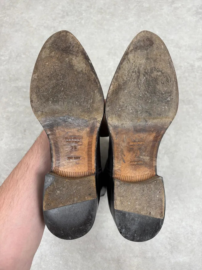 2000s Miu Miu Obscure Bordeaux Leather Boots TfcBQef 7