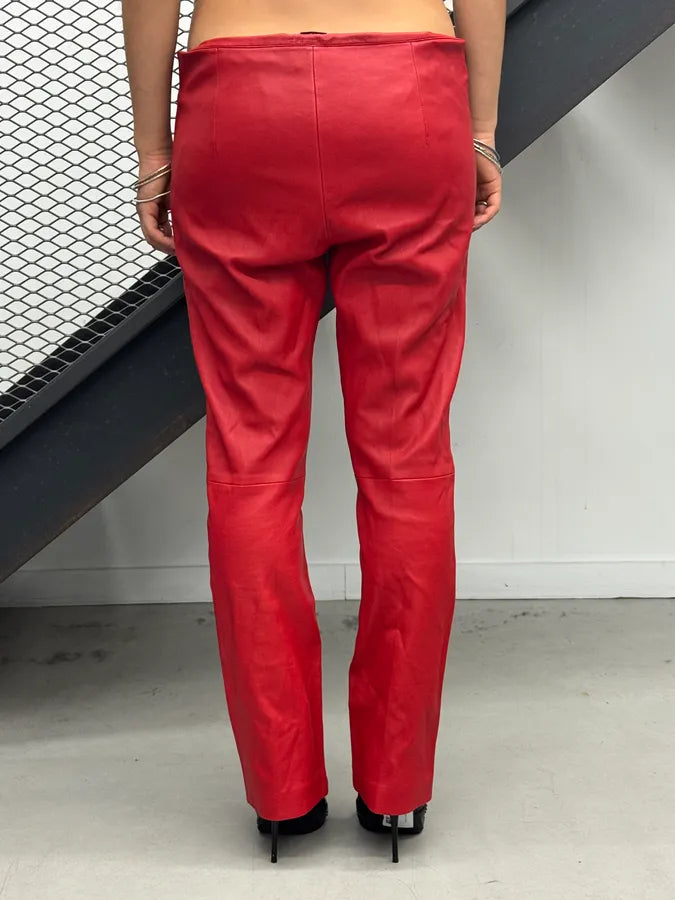 2000s Miu Miu Red Leather Pants OWqrMFM 2