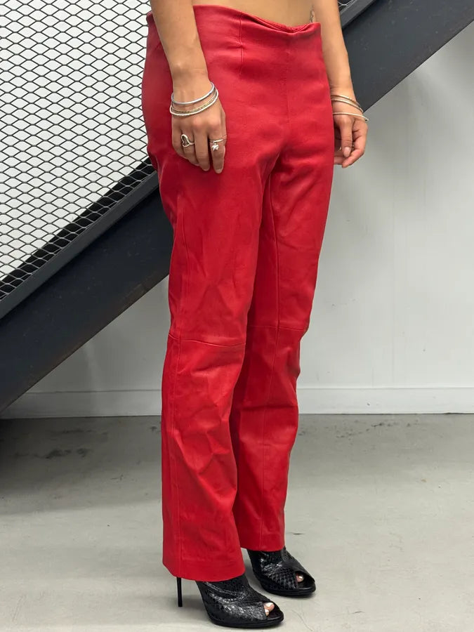 2000s Miu Miu Red Leather Pants OWqrMFM 1