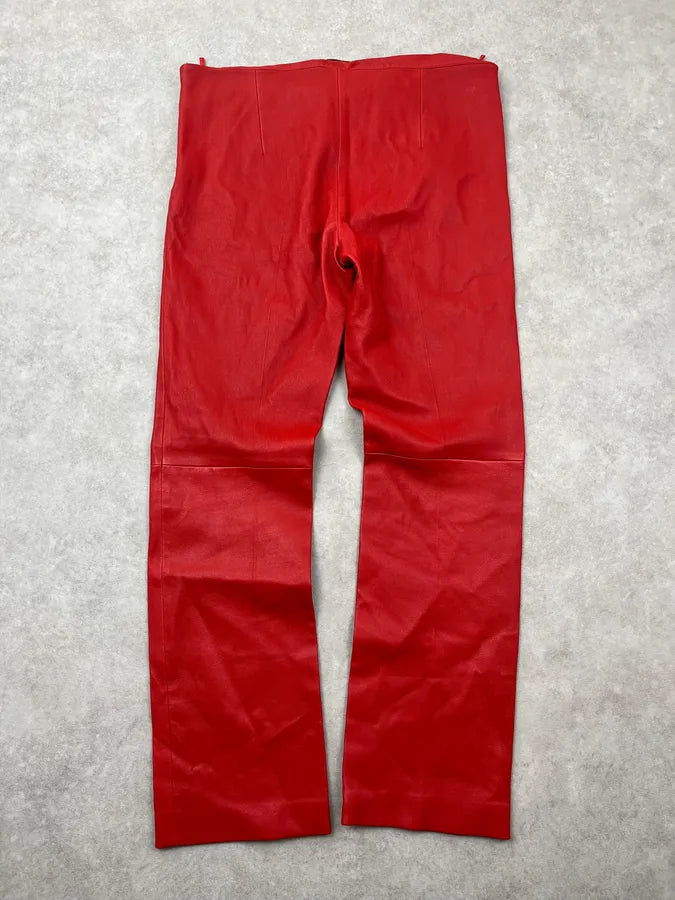 2000s Miu Miu Red Leather Pants OWqrMFM 6