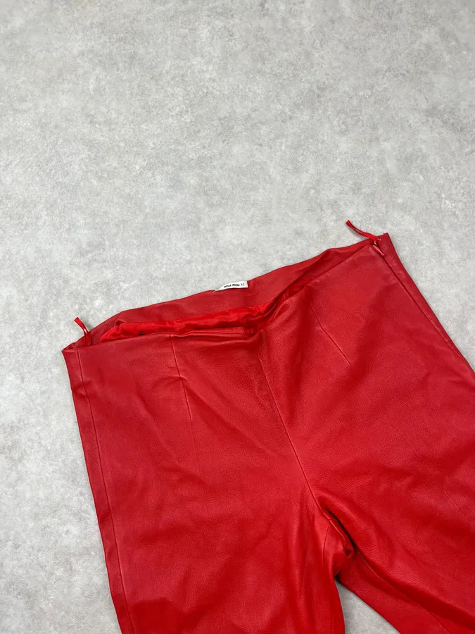 2000s Miu Miu Red Leather Pants OWqrMFM 7