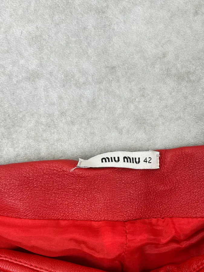 2000s Miu Miu Red Leather Pants OWqrMFM 9
