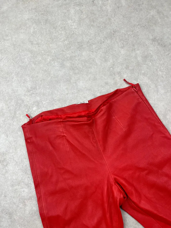 2000s Miu Miu Red Leather Pants OWqrMFM 5
