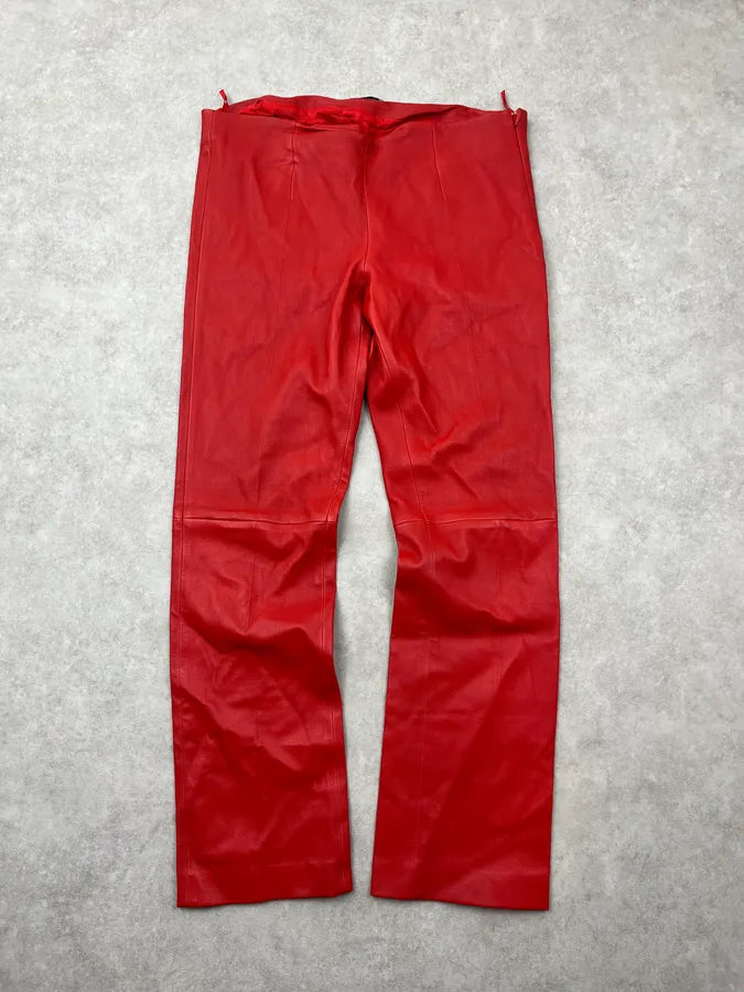 2000s Miu Miu Red Leather Pants OWqrMFM 3