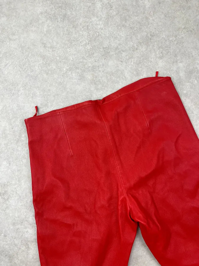 2000s Miu Miu Red Leather Pants OWqrMFM 8