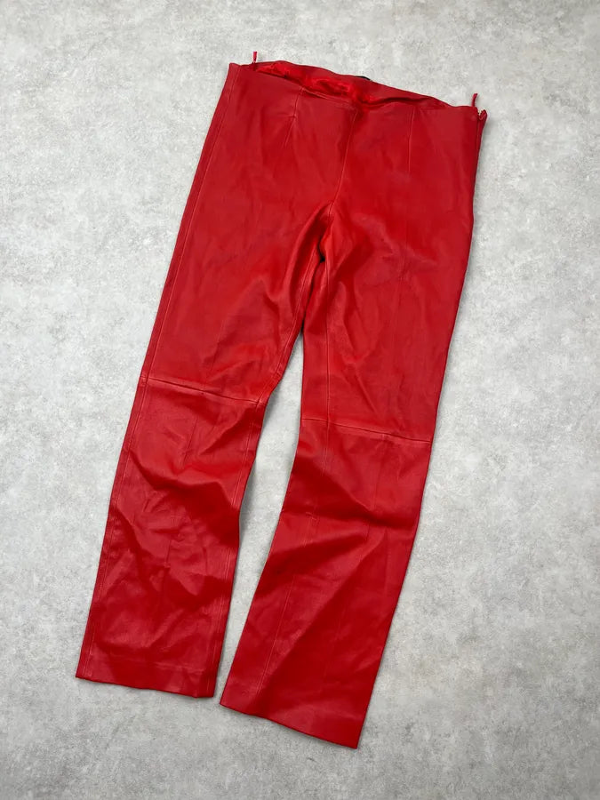 2000s Miu Miu Red Leather Pants OWqrMFM 4