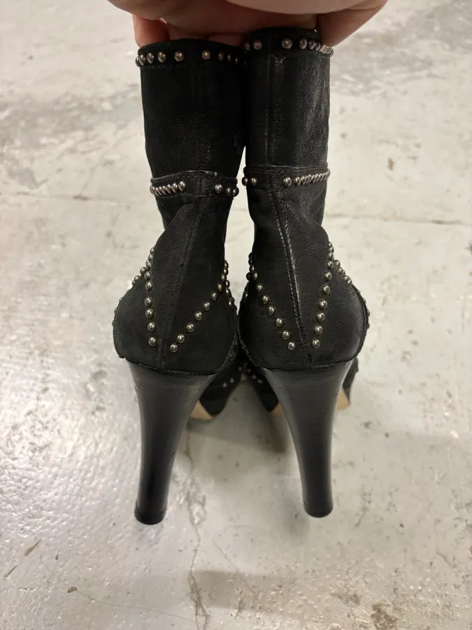 2000s Miu Miu Studded Black Leather Heels (37.5eu/us5) dRNBUCP 5