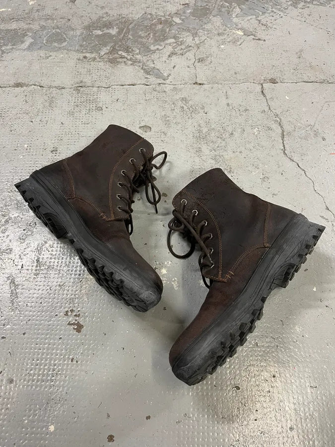 2000s Moncler Army Brown Leather Boots ciBVqUk 2