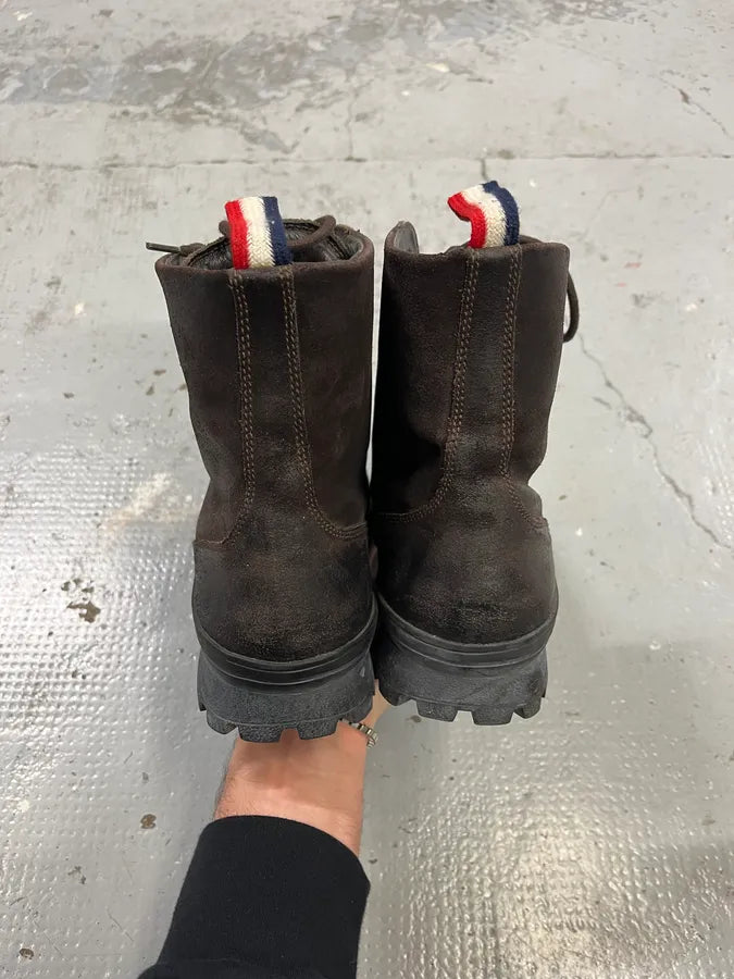 2000s Moncler Army Brown Leather Boots ciBVqUk 5