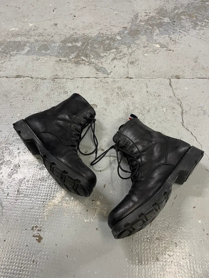 2000s Moncler Black Leather Lace-Up Boots sMdSsnJ 2