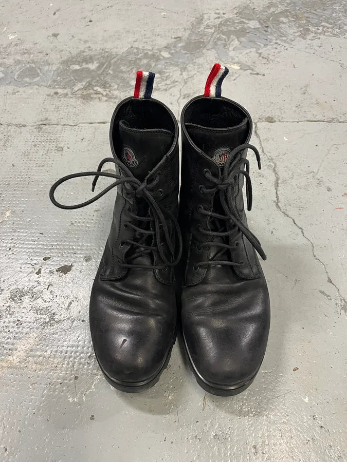2000s Moncler Black Leather Lace-Up Boots sMdSsnJ 3