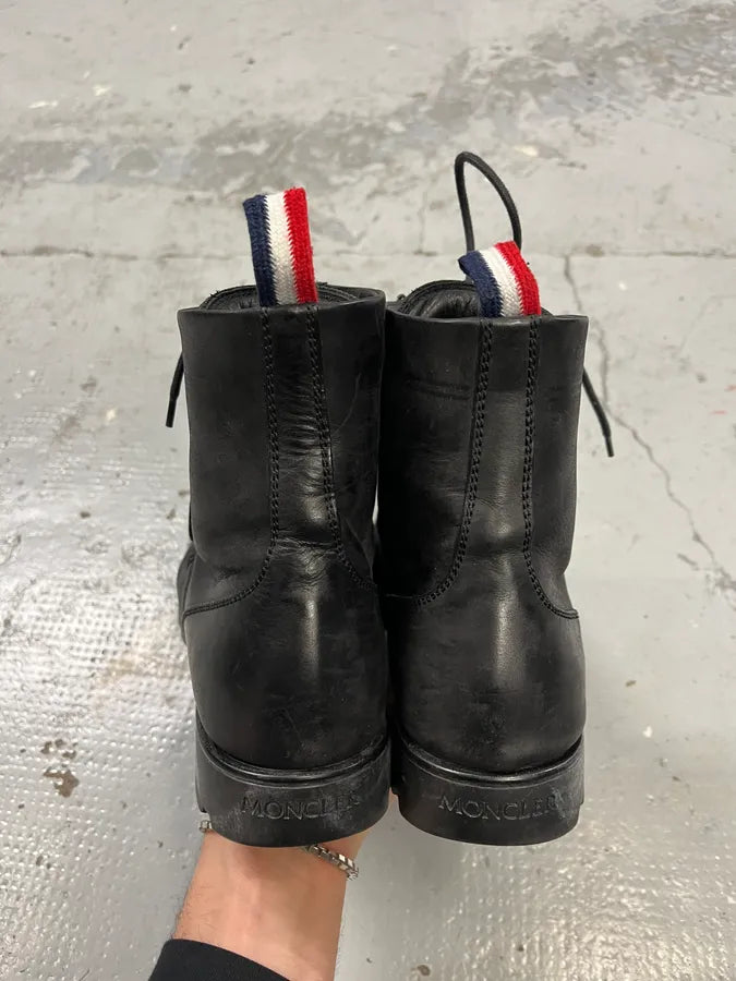2000s Moncler Black Leather Lace-Up Boots sMdSsnJ 4