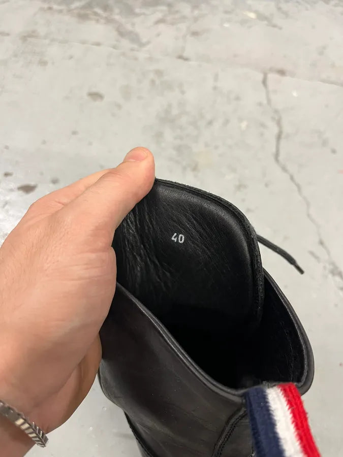2000s Moncler Black Leather Lace-Up Boots sMdSsnJ 6