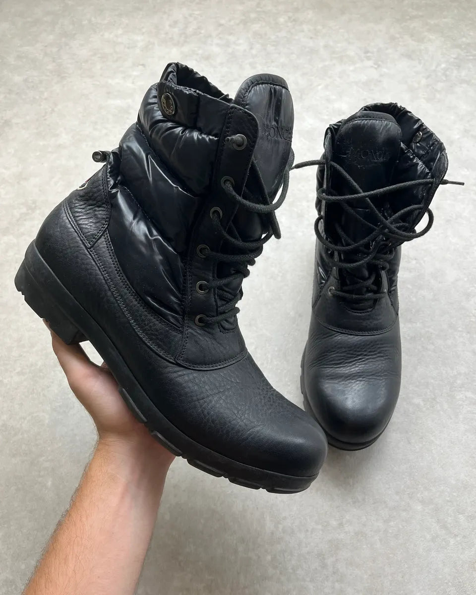 2000s Moncler Black Puffer Leather High Boots VoxUlte 0