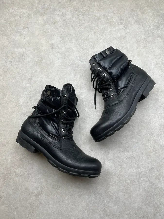 2000s Moncler Black Puffer Leather High Boots VoxUlte 4