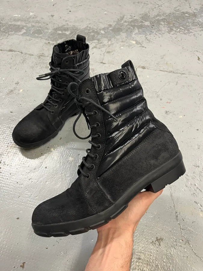 2000s Moncler Black Suede Leather Puffer Boots dnxGgJW 0