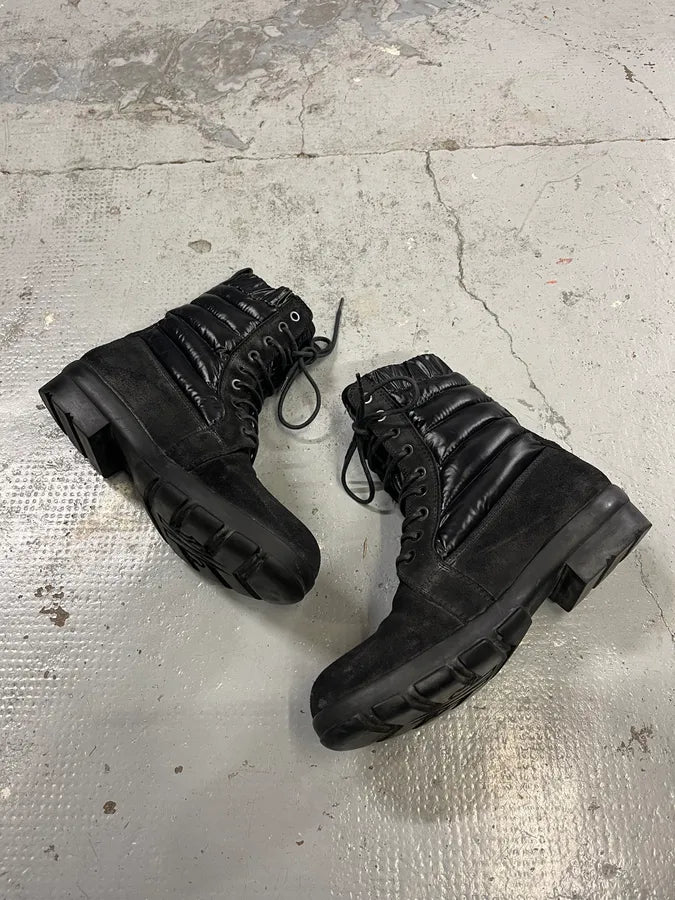 2000s Moncler Black Suede Leather Puffer Boots dnxGgJW 1