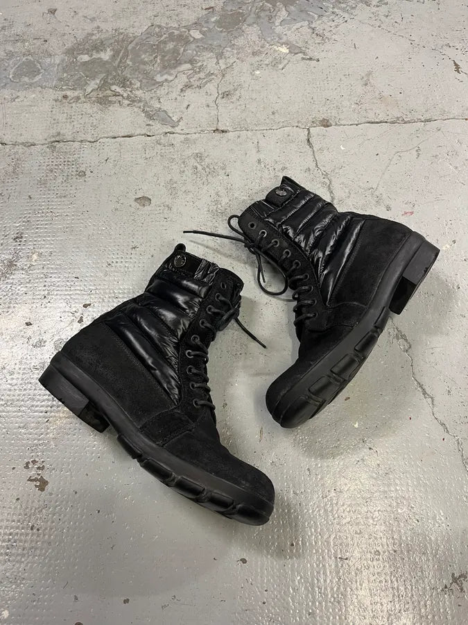 2000s Moncler Black Suede Leather Puffer Boots dnxGgJW 2