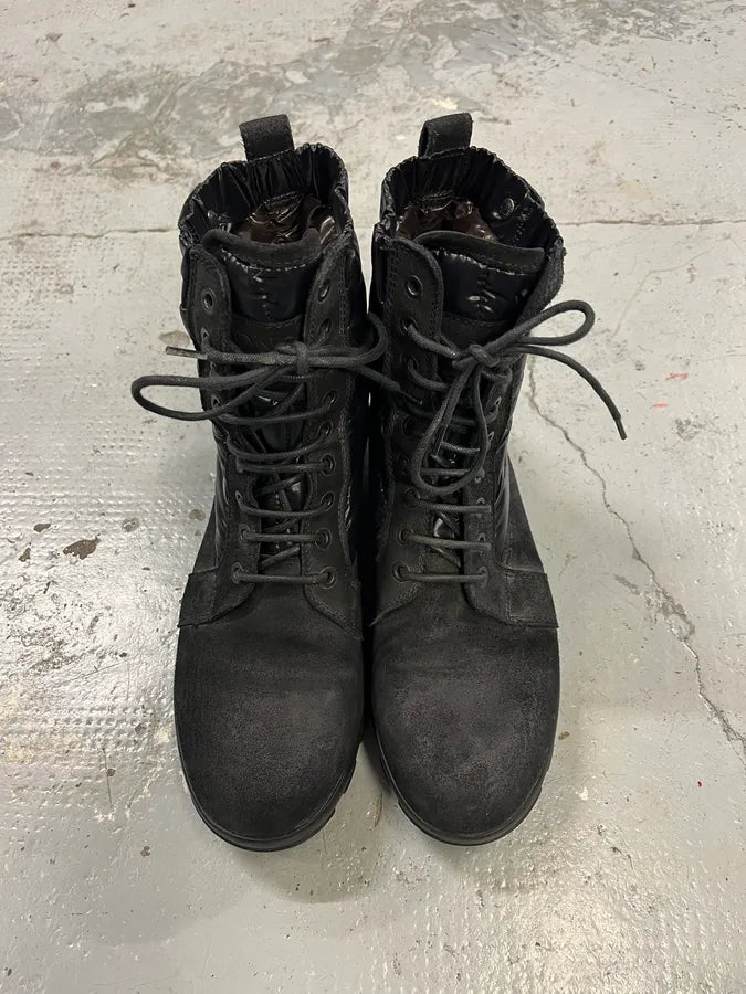 2000s Moncler Black Suede Leather Puffer Boots dnxGgJW 4