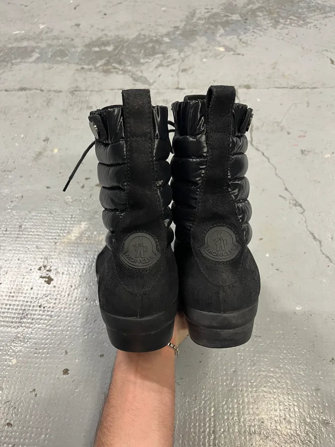 2000s Moncler Black Suede Leather Puffer Boots dnxGgJW 5
