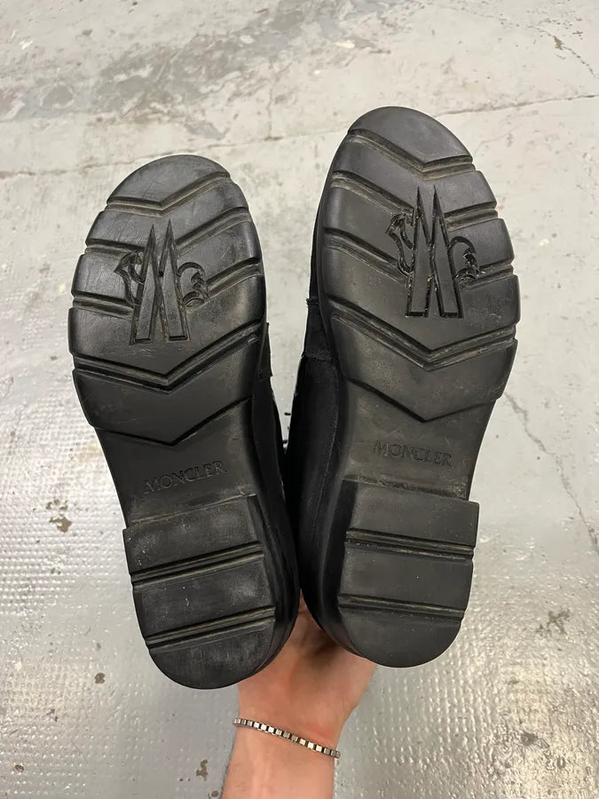 2000s Moncler Black Suede Leather Puffer Boots dnxGgJW 6