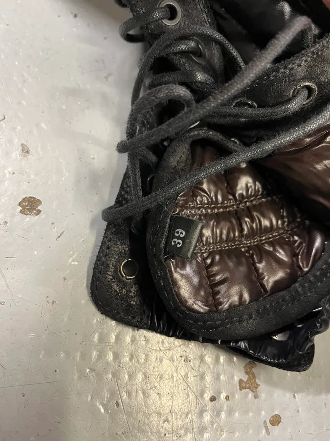 2000s Moncler Black Suede Leather Puffer Boots dnxGgJW 7