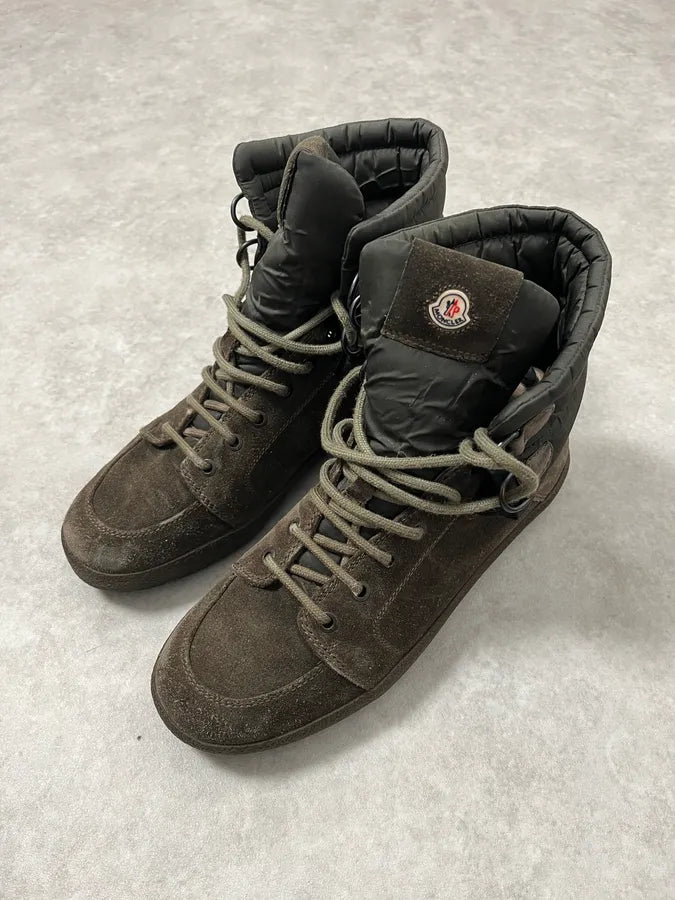 2000s Moncler Khaki Leather Boots BcprHdm 5