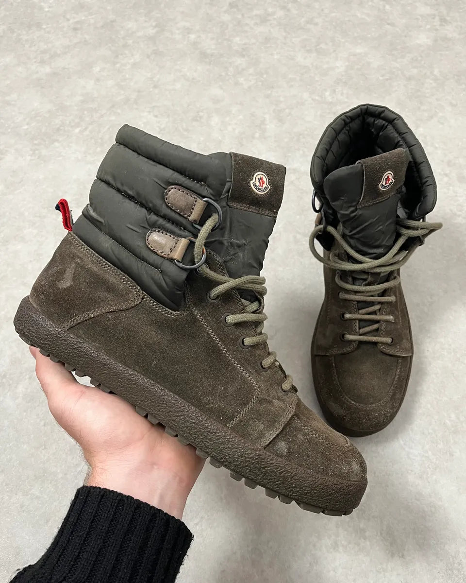 2000s Moncler Khaki Leather Boots BcprHdm 0