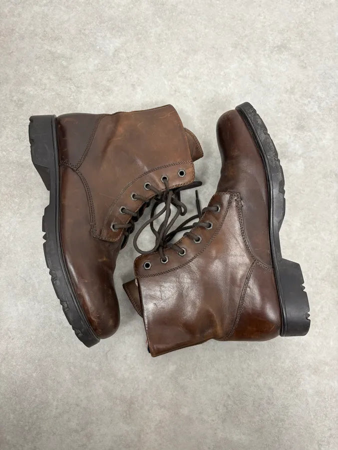 2000s Moncler Brown Leather Boots KcOgrJi 5