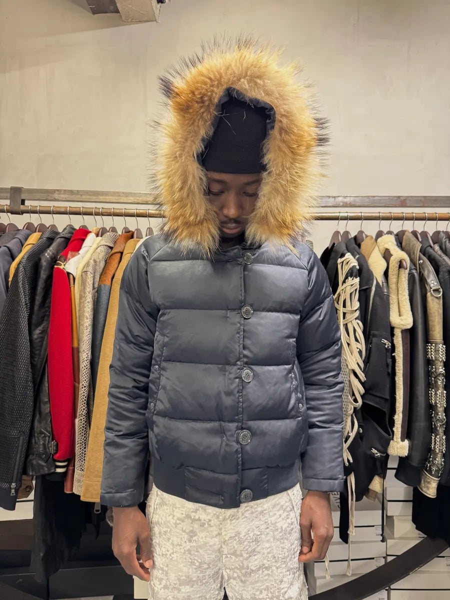 2000s Moncler Fur Hooded Black Puffer Jacket apRcuWv 1