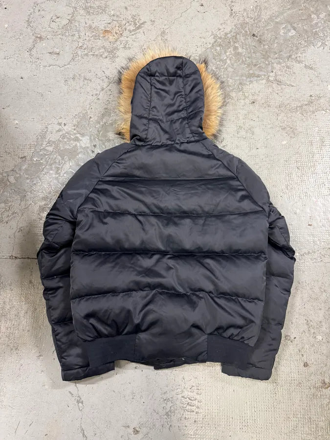 2000s Moncler Fur Hooded Black Puffer Jacket apRcuWv 2