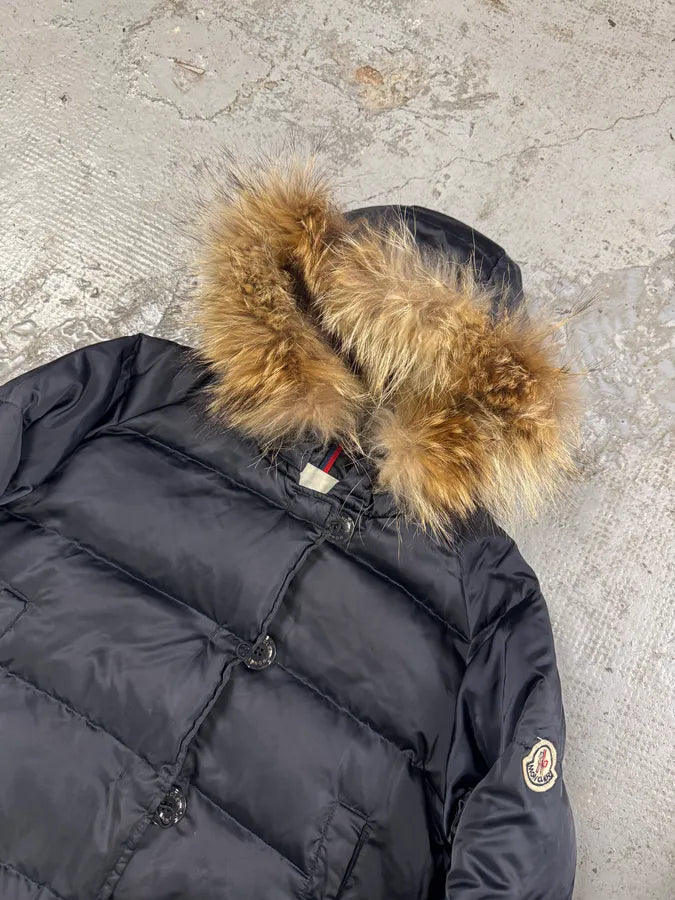 2000s Moncler Fur Hooded Black Puffer Jacket apRcuWv 4