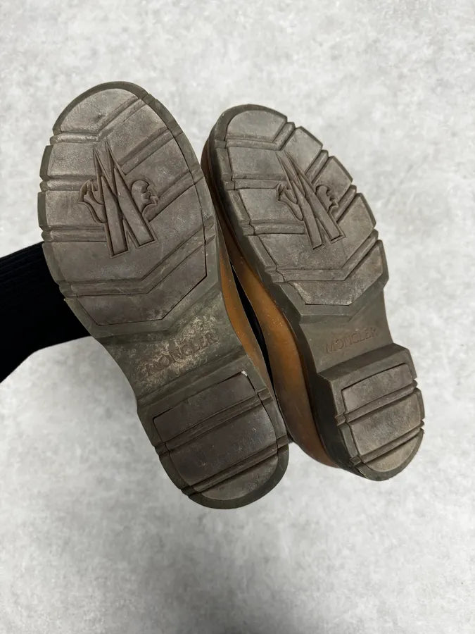 2000s Moncler Utility Puffer Brown Leather Boots hLNPktD 4