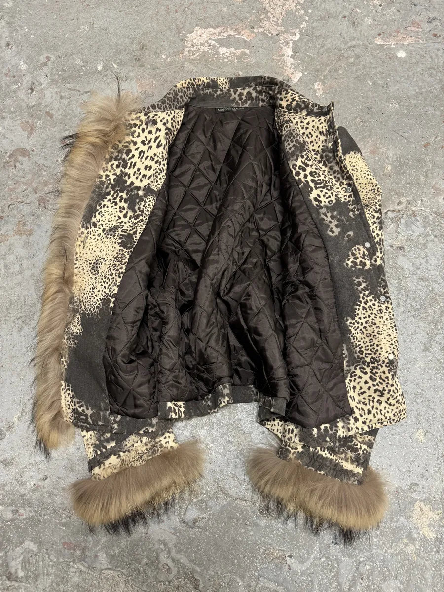 2000s Monica Magni Leopard Fur Set Jacket & Pants  (M) NKImZVI 11