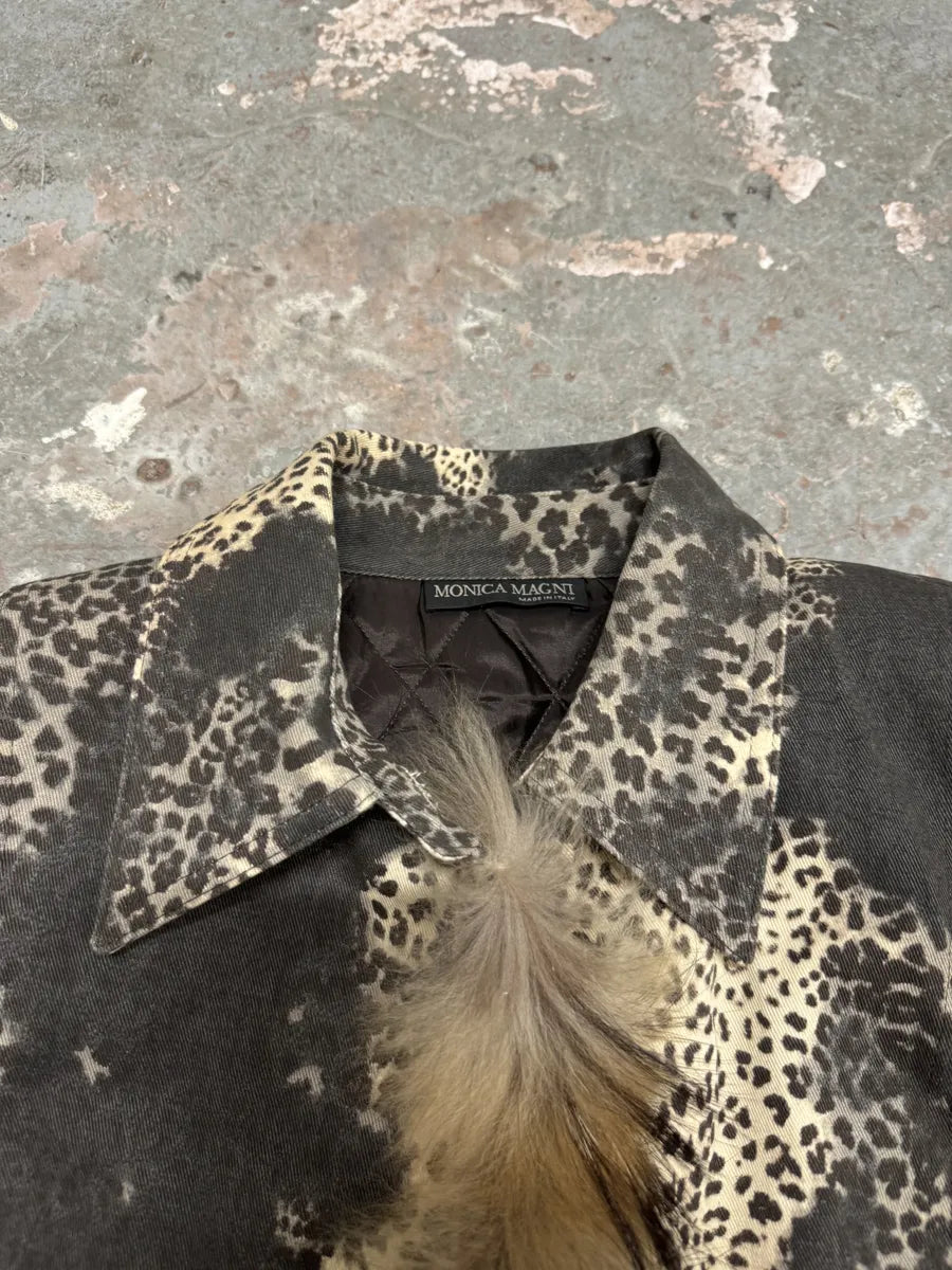 2000s Monica Magni Leopard Fur Set Jacket & Pants  (M) NKImZVI 12