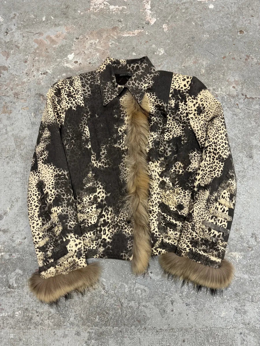 2000s Monica Magni Leopard Fur Set Jacket & Pants  (M) NKImZVI 3